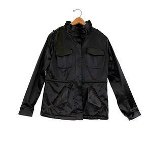 IMPERIAL Italy Black Satin Utility Jacket Coat Made in Italy
